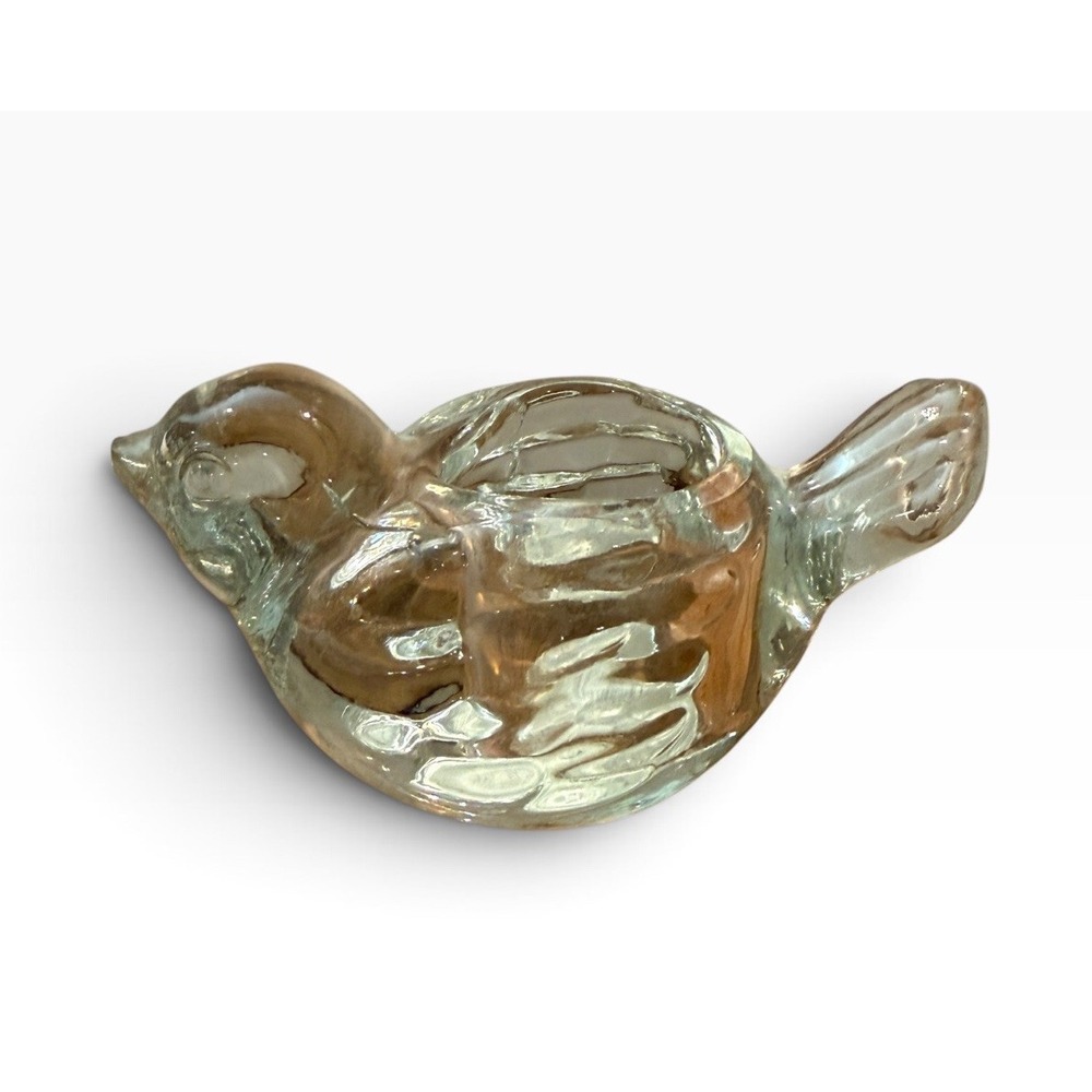 Vintage Indiana Glass Crystal Bird Votive Tea Light Candle Holder Figurine